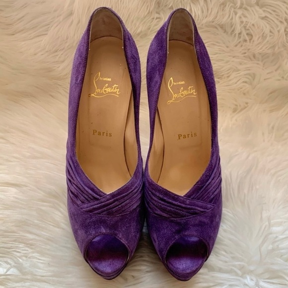 Christian Louboutin Peep Toe Suede Heels - Picture 5 of 8